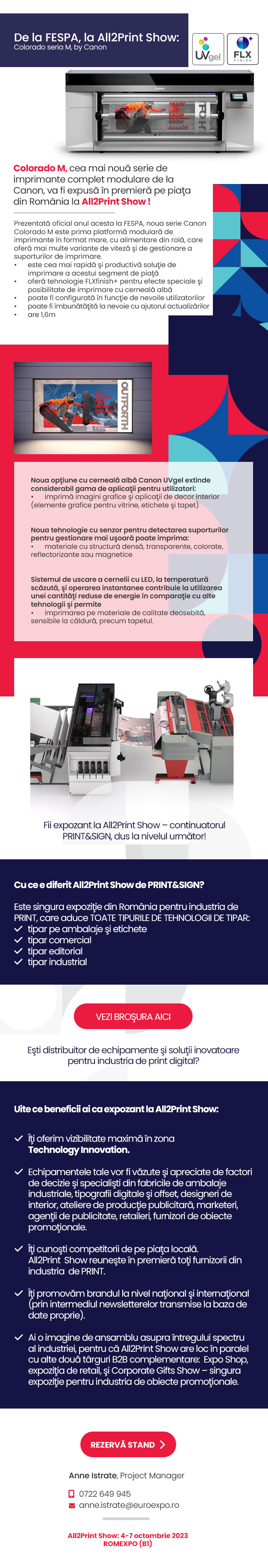 Canon participă la All2Print Show (continuatorul PRINT&SIGN) cu cea mai nouă serie de imprimante modulare